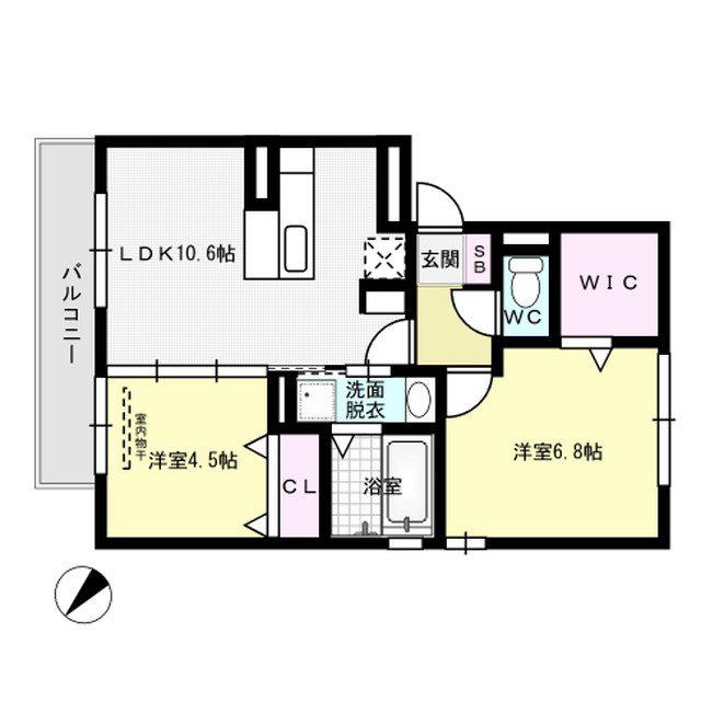 D-ROOM山王公園(2LDK/2階)の間取り写真