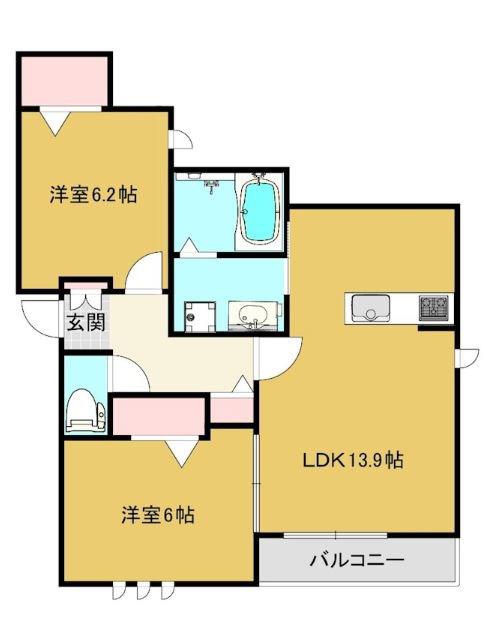 KONCOURT(2LDK/2階)の間取り写真