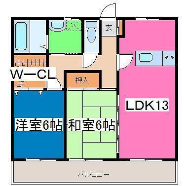 コンフォート・レジデンス(2LDK/1階)の間取り写真
