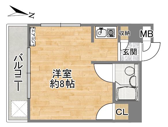 芦屋フラット(ワンルーム/3階)の間取り写真