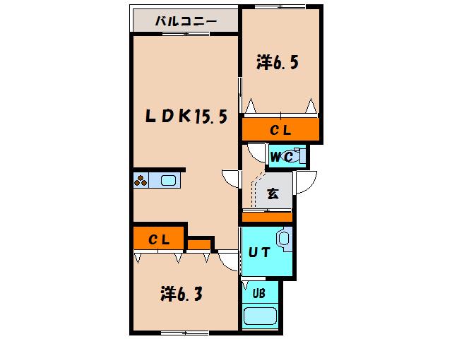 ヴァンクレールIII(2LDK/3階)の間取り写真