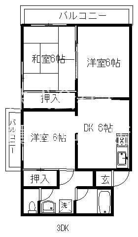 コーポ日下部(3DK/2階)の間取り写真