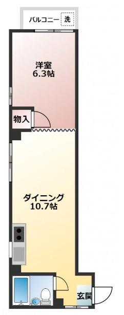 SYビル(1DK/4階)の間取り写真