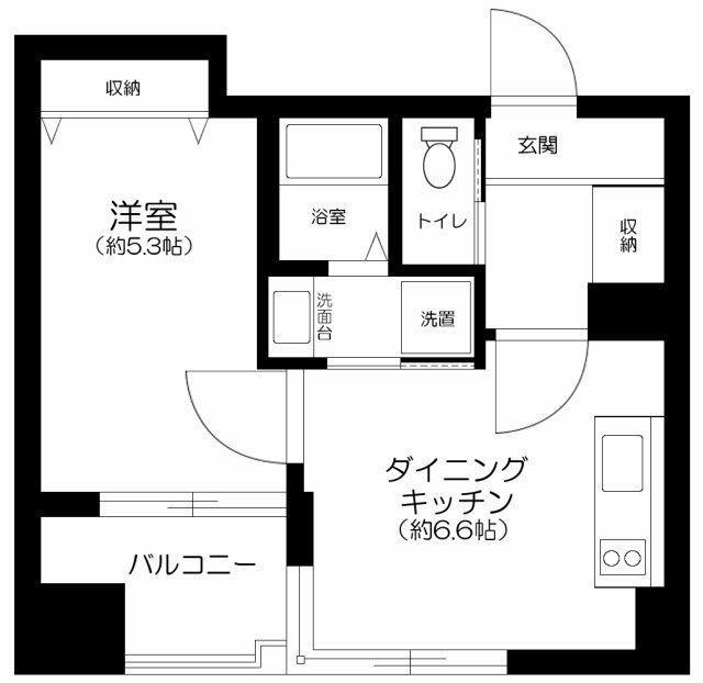 TMビル(1DK/5階)の間取り写真