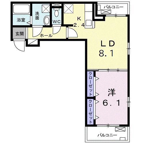 メゾン シュシュ(1LDK/3階)の間取り写真