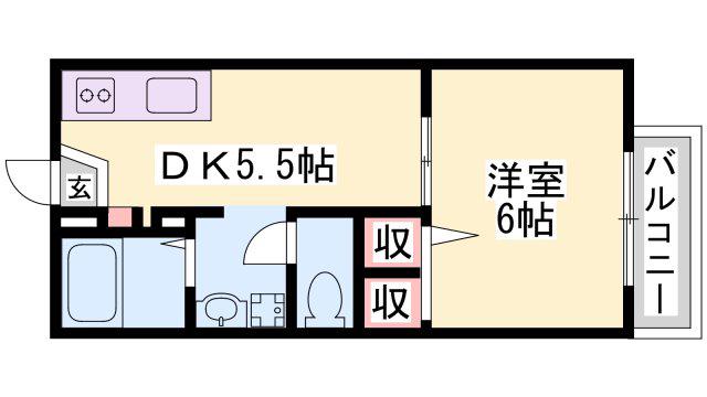 リーブル御立(1DK/2階)の間取り写真