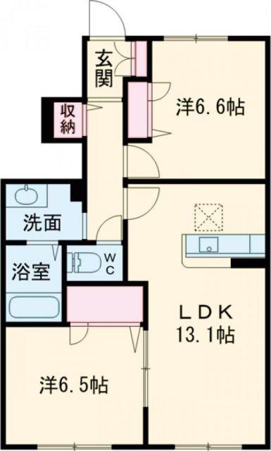 シャーメゾン黒石 A(2LDK/1階)の間取り写真