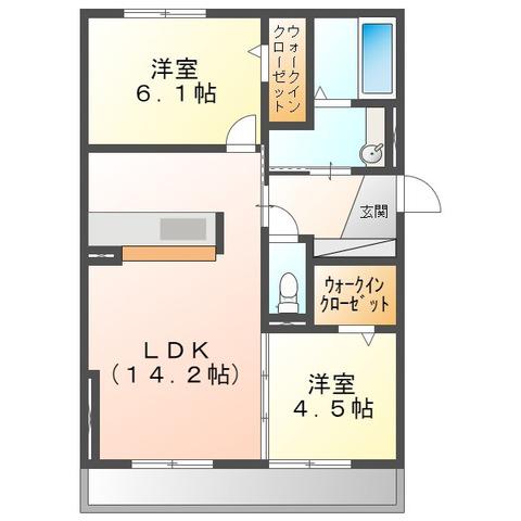 カトル セゾン(2LDK/1階)の間取り写真