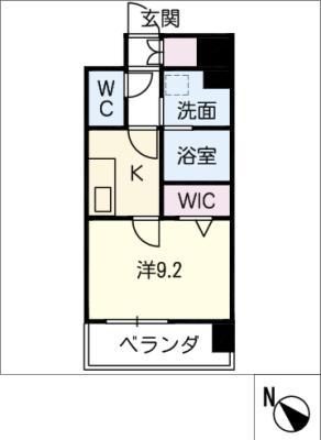 ISM平安通(1K/8階)の間取り写真