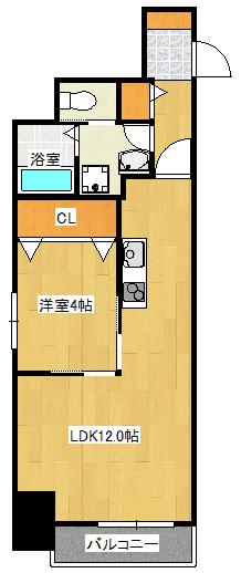 京橋町レジデンス広島駅前通(1LDK/7階)の間取り写真