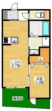 スペリオーレ二日市(1LDK/1階)の間取り写真