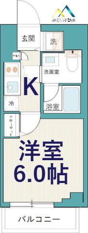 ラヴェニール横浜蒔田(1K/2階)の間取り写真