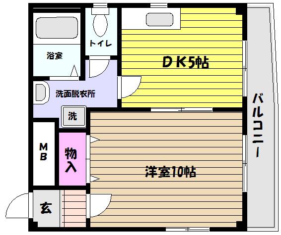 パルテールIII(1DK/4階)の間取り写真