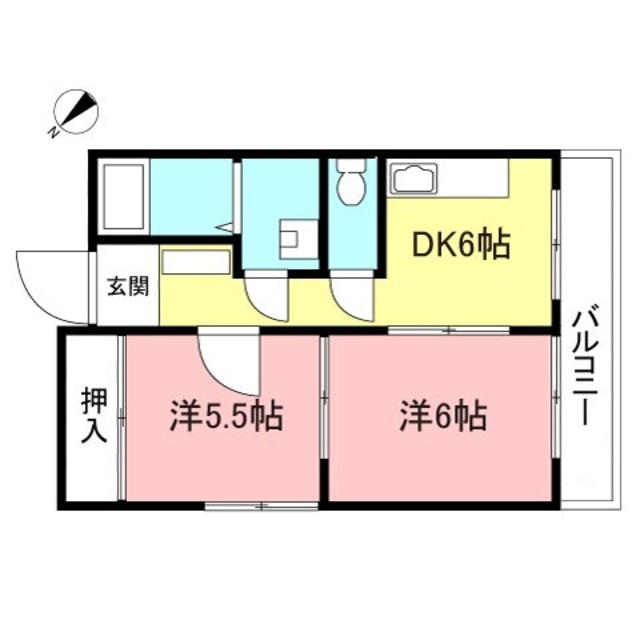 第三サンハイツ永山(2DK/3階)の間取り写真