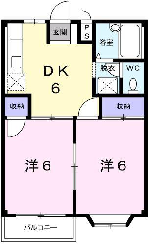 グリーンハイツ雅B(2DK/2階)の間取り写真