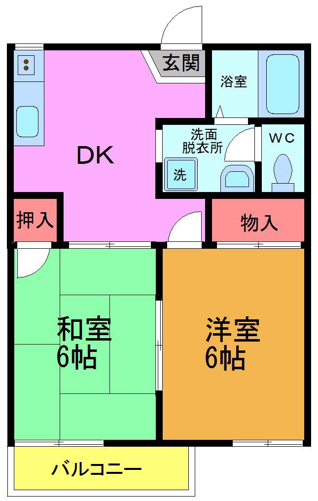 ルミエール田島(2DK/1階)の間取り写真