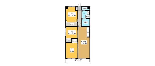 ウヌマタウンC(3LDK/1階)の間取り写真