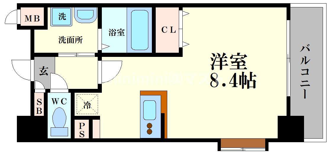ラグゼ江戸堀(ワンルーム/9階)の間取り写真