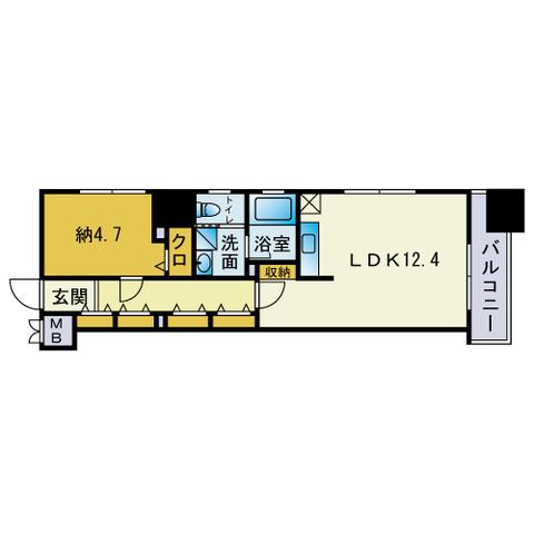 ディー・ウイングタワー(1LDK/5階)の間取り写真