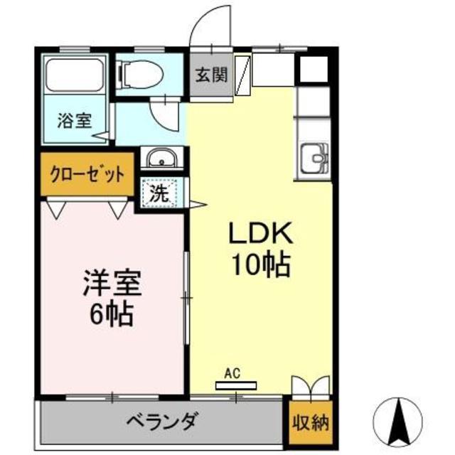 光マンション(1LDK/3階)の間取り写真