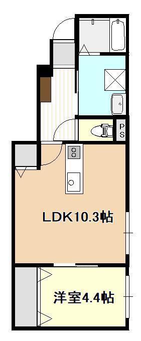 FLOURISH IN 旭町(1LDK/1階)の間取り写真