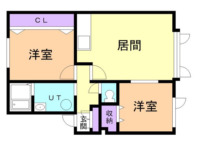 コーポオアシス2(2LDK/2階)の間取り写真