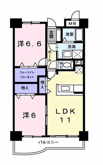 エスポワール21(2LDK/3階)の間取り写真