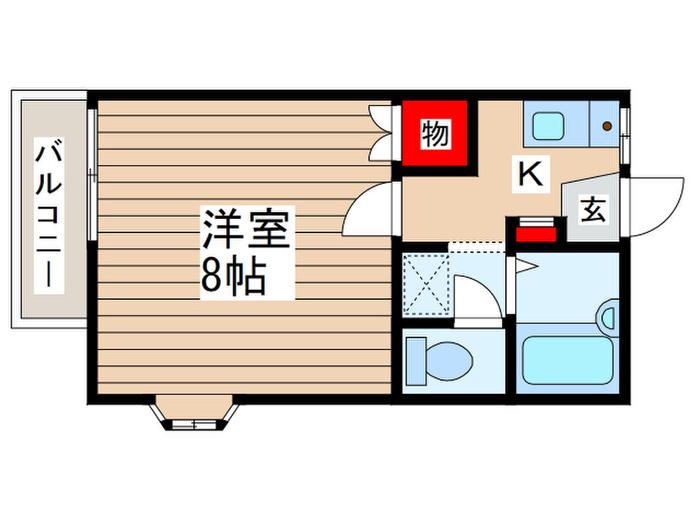ベラカーサ泉B(1K/1階)の間取り写真