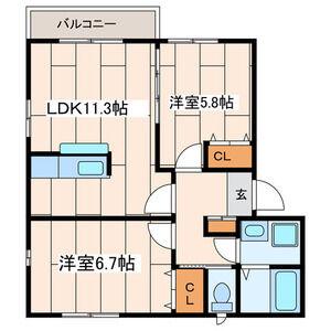 サクラアベニュー(2LDK/2階)の間取り写真