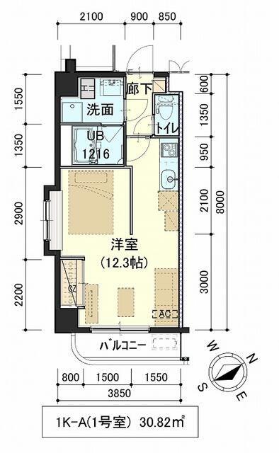 しゃとれ向山(ワンルーム/2階)の間取り写真