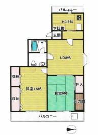 南麻布プラザ(2LDK/4階)の間取り写真