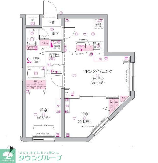 ベルシードステアー目黒碑文谷(2LDK/5階)の間取り写真