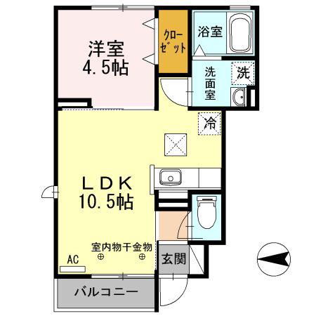 ルミエール瀬名(1LDK/1階)の間取り写真