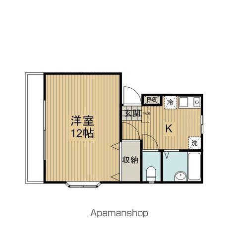 ニシケンハイム(1K/2階)の間取り写真