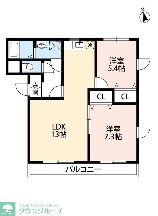 グランド・カオルI(2LDK/2階)の間取り写真