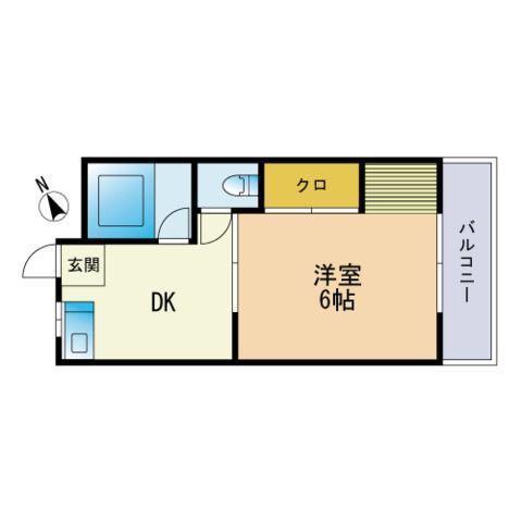ハイツ長沢(1DK/3階)の間取り写真