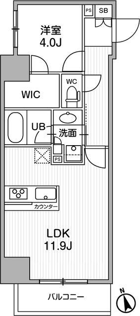 シーズンフラッツ浅草言問通(1LDK/2階)の間取り写真