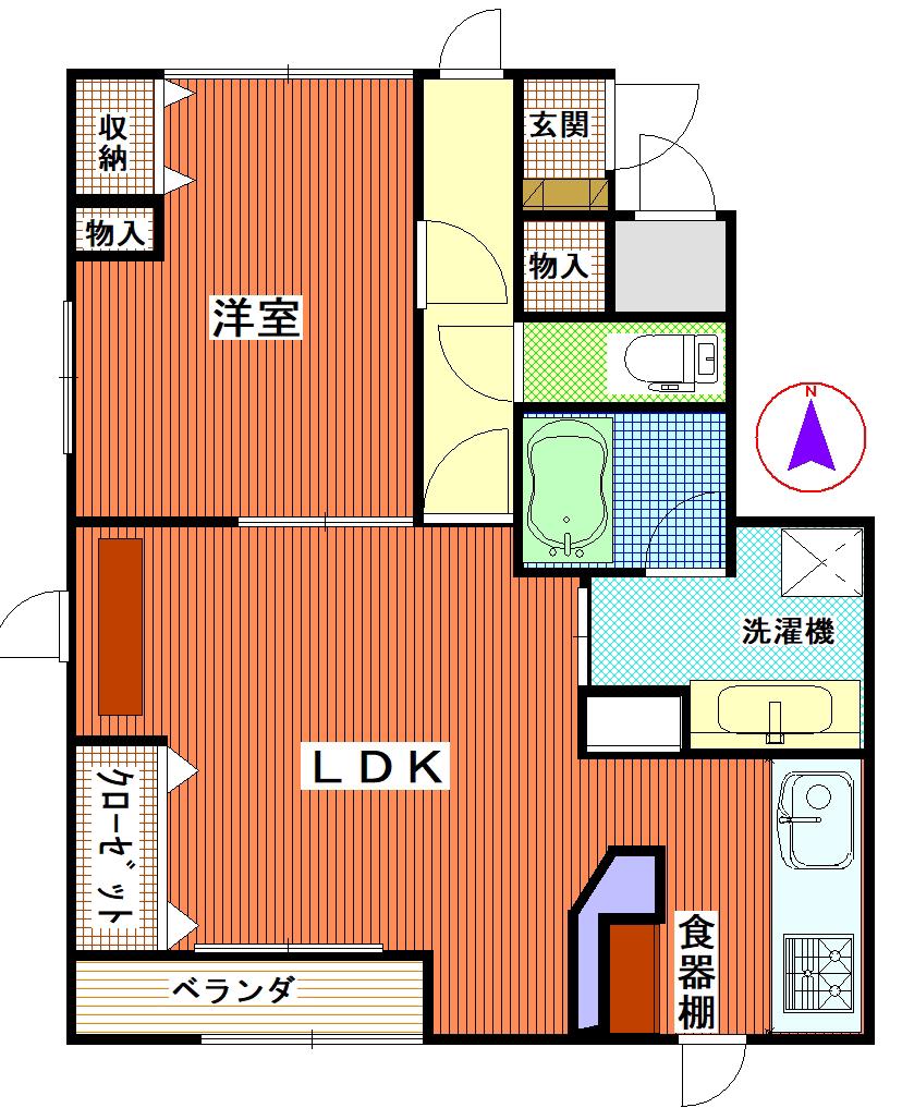 アヴェール.ONE(1LDK/4階)の間取り写真