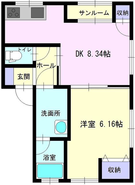 クレアージュ(1DK/2階)の間取り写真