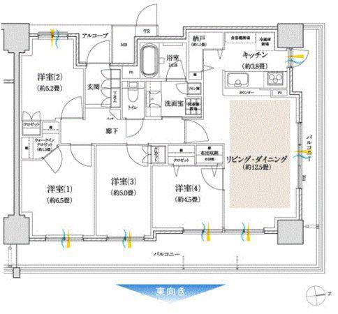 パークタワーあすと長町(4LDK/12階)の間取り写真