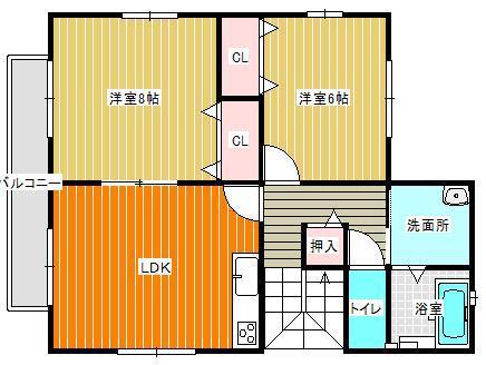 島田市南 恵の塔(2LDK/3階)の間取り写真