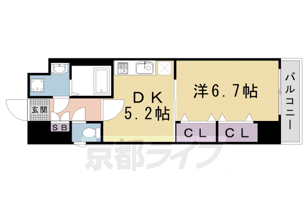 アーバネックス室町(1DK/2階)の間取り写真