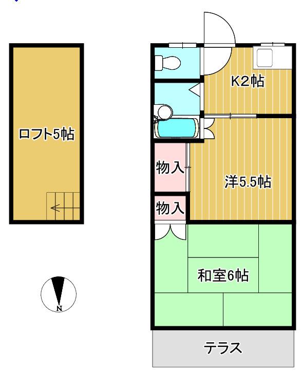 東京都西東京市住吉町1(2K/1階)の間取り写真