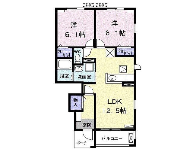 ベルソレイユ(2LDK/1階)の間取り写真