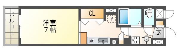 ポコアポコ明石鍛冶屋町三番館(1K/4階)の間取り写真