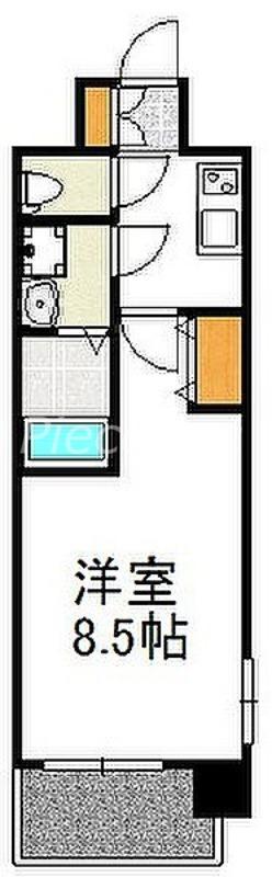 アーバンフラッツ新大阪Ⅱ(1K/8階)の間取り写真