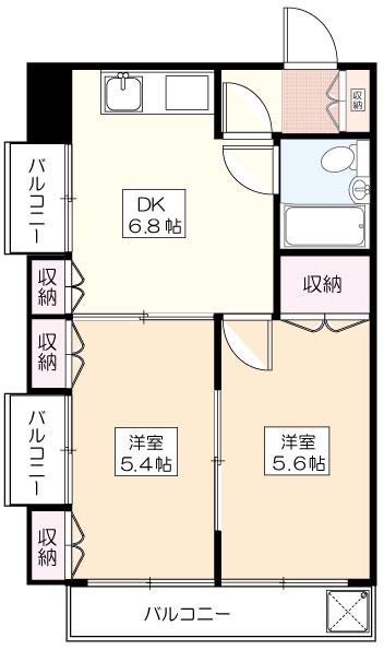 ホワイトヴィラ西久保(2DK/3階)の間取り写真