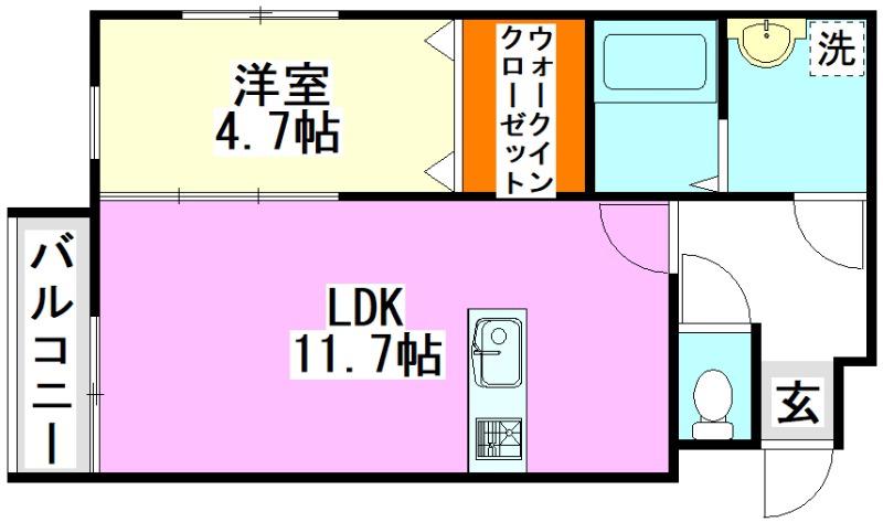 MAI MIO(1LDK/2階)の間取り写真
