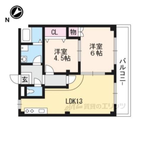 グリーンハイツ小柿(2LDK/2階)の間取り写真