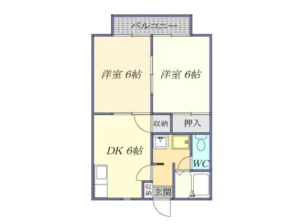 アルカディアKI(2DK/1階)の間取り写真